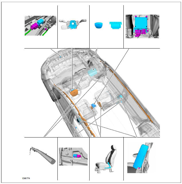 Air Bag and Safety Belt Pretensioner Supplemental Restraint System (SRS) (Component Location)